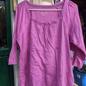 NWT The Avenue Pink 3/4 Sleeve Top Size 14/16